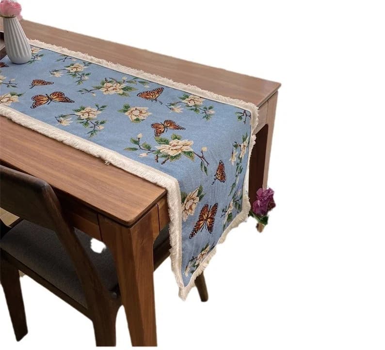 Amerikaanse landelijke tafelloper met vlinderbloemenprint