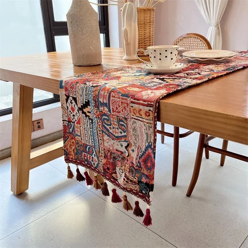 Bohemian Katoenmix Tafelloper met Geometrisch Patroon