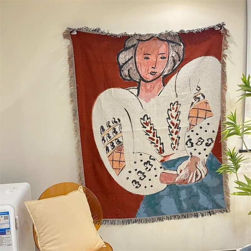 Matisse-stijl wandtapijt katoenmix