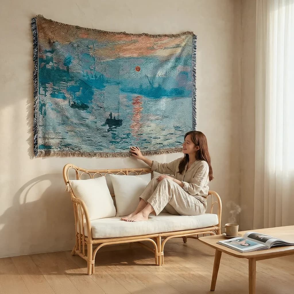 Tapestry deken in olieverfstijl voor sofa en wanddecoratie