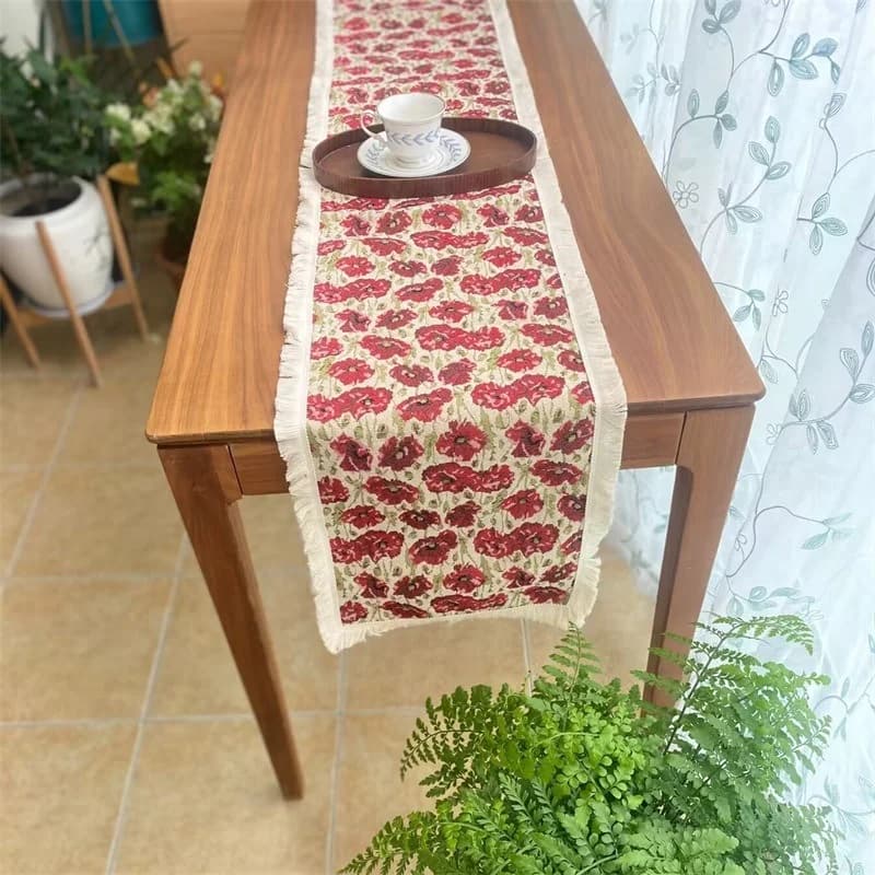 Landelijke Tafelloper Katoenmix Bloemenprint
