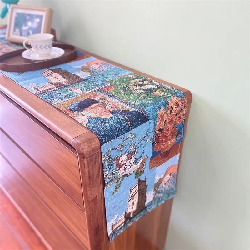 Van Gogh Stijl Tafelloper Katoen-Linnen Mix Decoratieve Doek