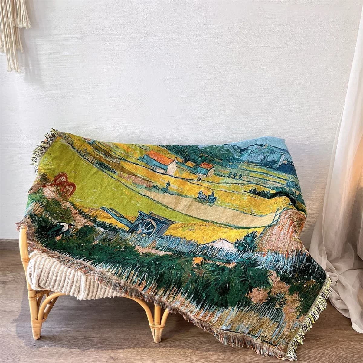 Van Gogh Kunstprint Gebreide Plaid voor Bankdecoratie