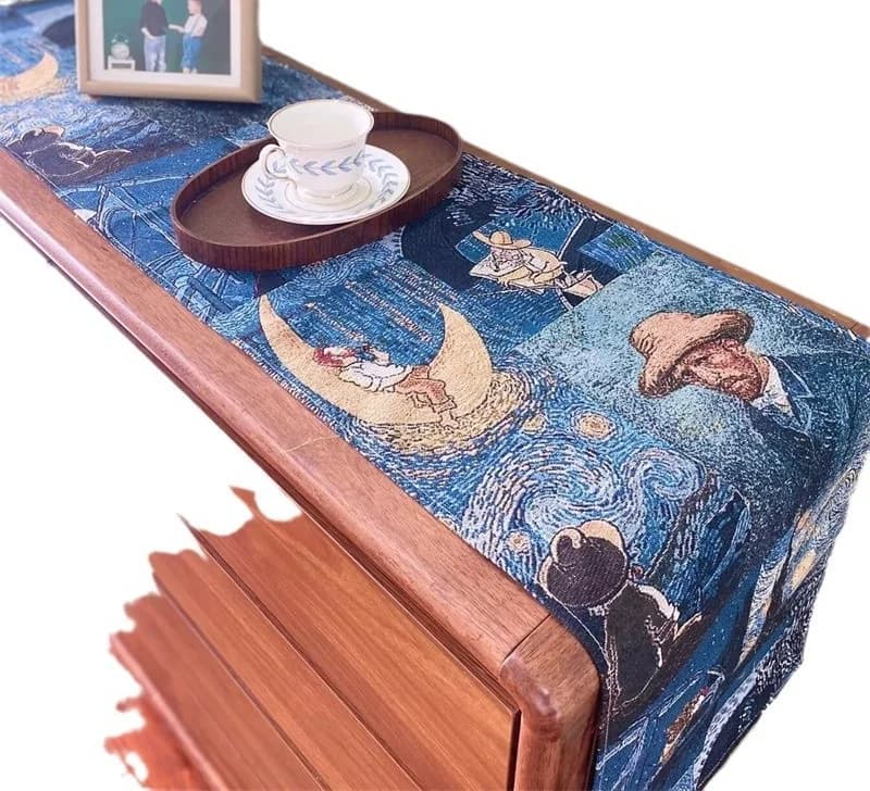 Van Gogh Stijl Tafelloper Katoen-Linnen Mix Decoratieve Doek