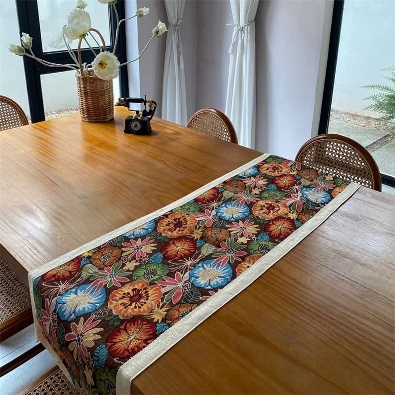 Bohemian Tafelloper Katoenmix Bloemenprint Decoratieve Doek