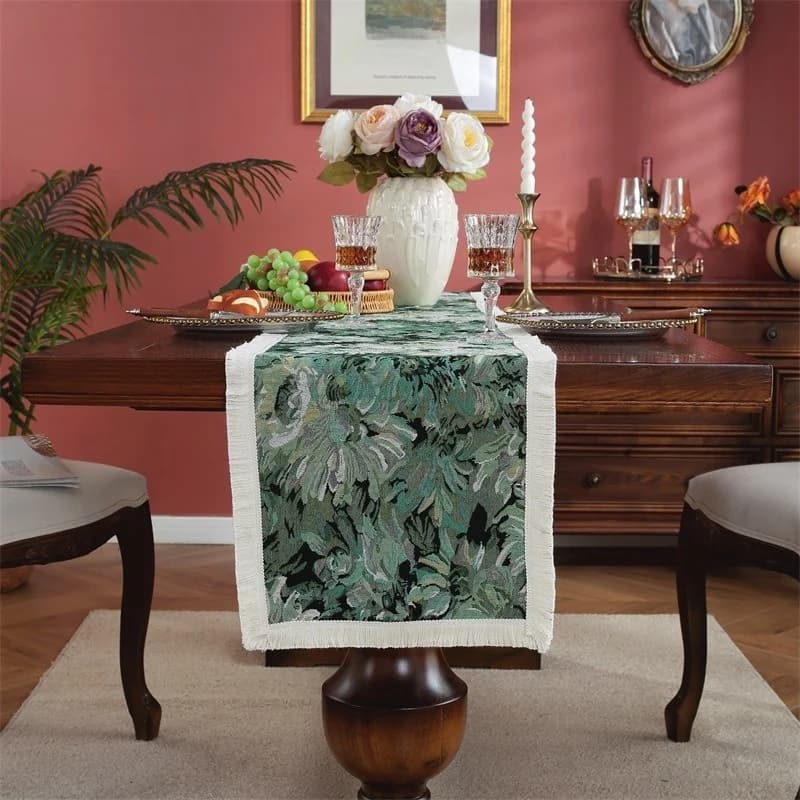 Bloemen Tafelloper Katoenmix Decoratieve Doek voor Eetkamer