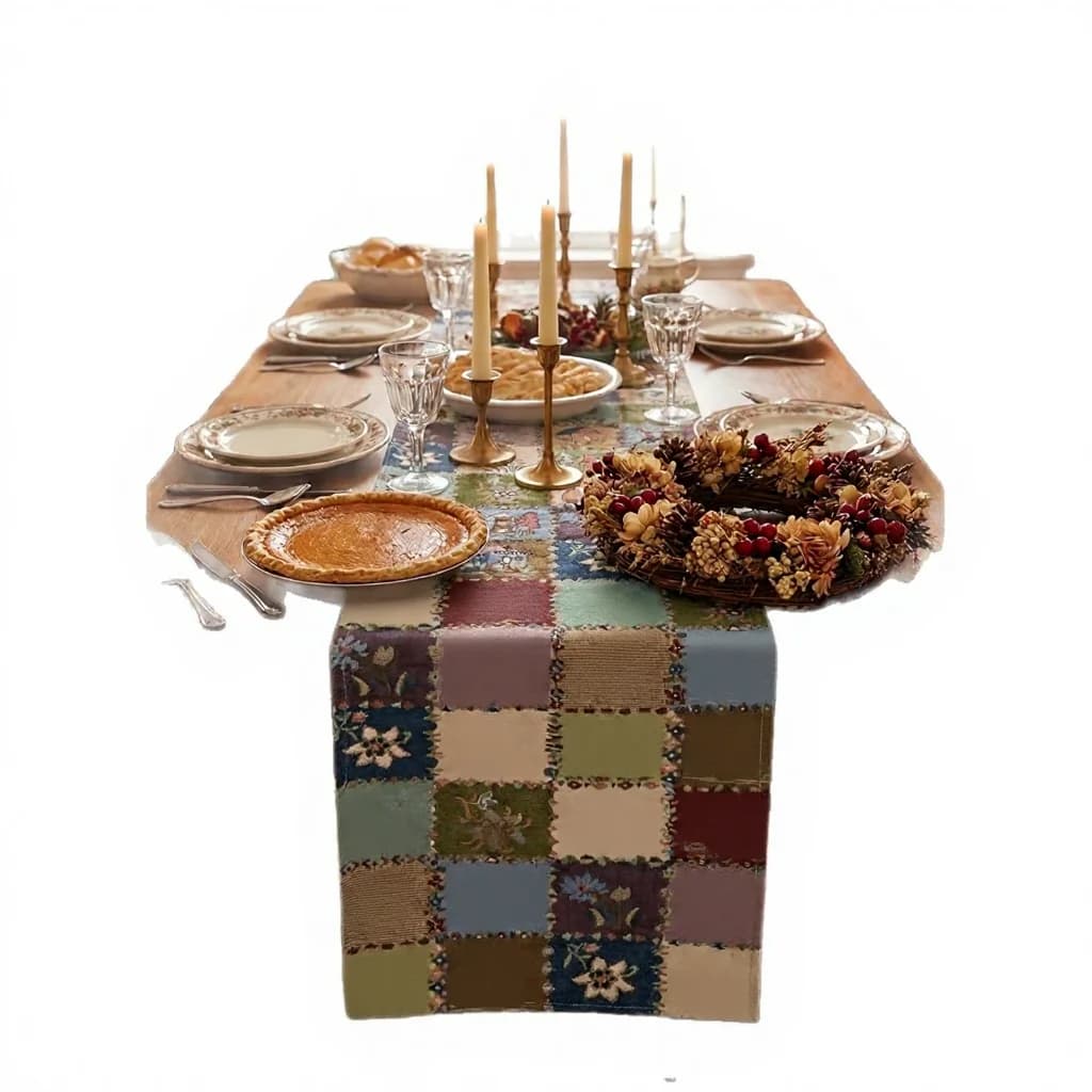 Tafelloper en placemat van katoen-linnenmix met bloemenprint