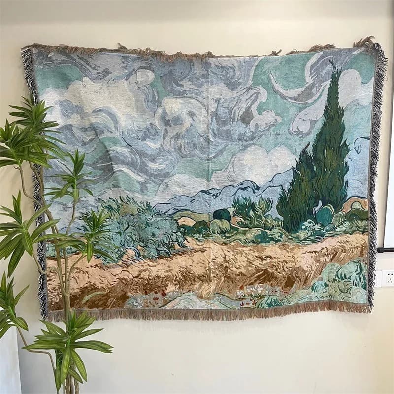 Van Gogh Stijl Geweven Tapisserie Woondeken voor Sofa Wanddecoratie