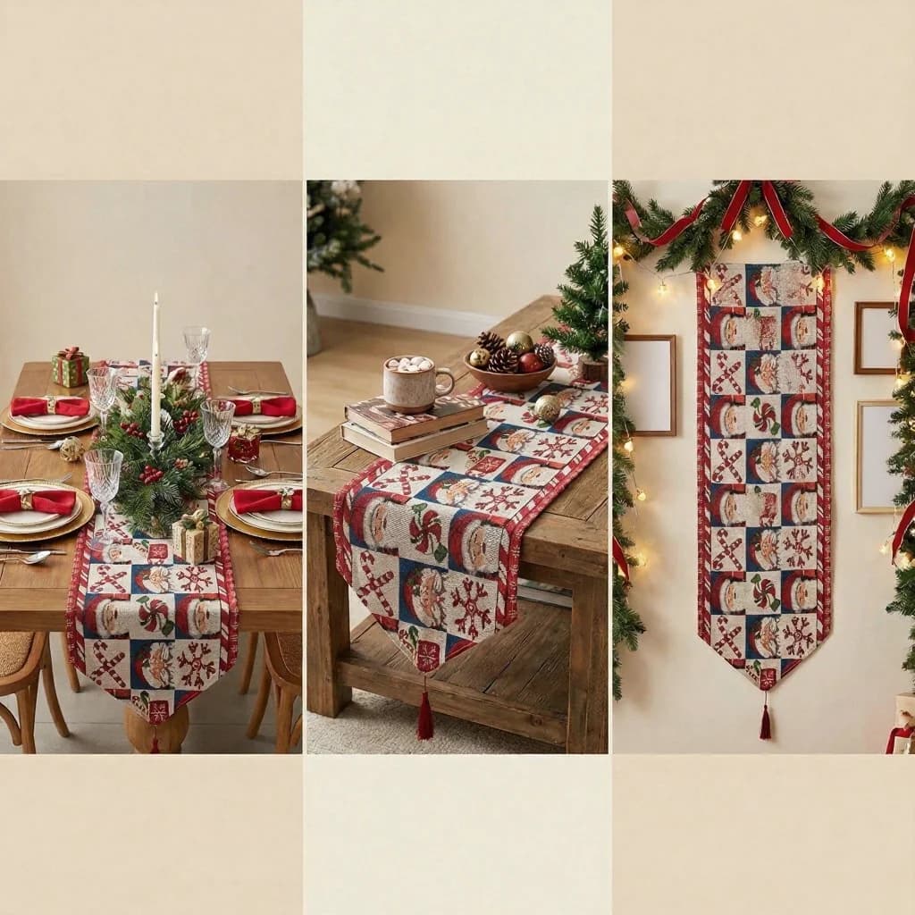 Kerst Tafelloper Feestelijke Holiday Decoratie voor Eettafel en Kast