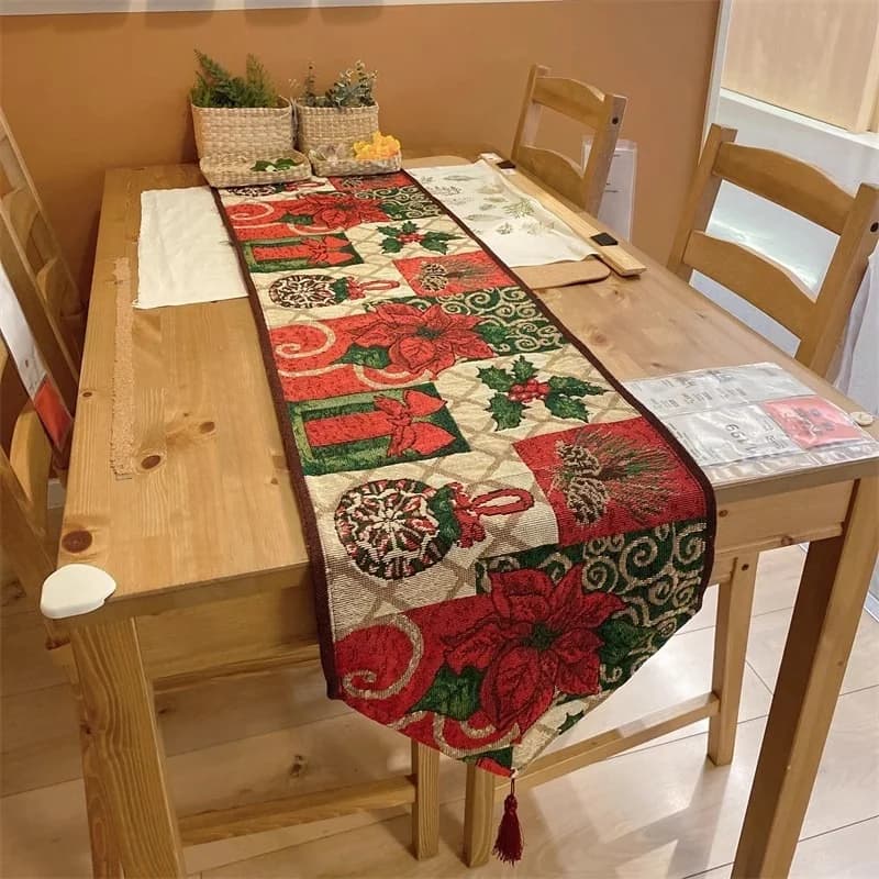 Kerst tafelloper katoenmix feestdecoratie