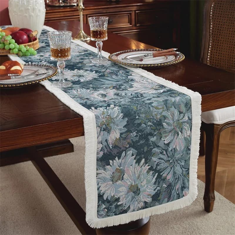 Vintage Olieverf Bloemen Tafelloper voor Eettafel & TV-meubel