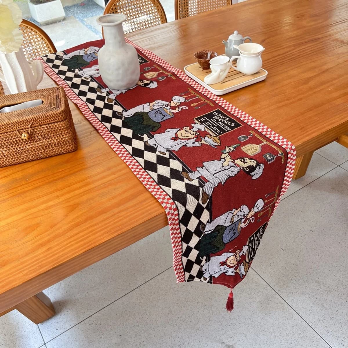 Kerst tafelloper feestelijke holiday decoratie voor eettafel en kast