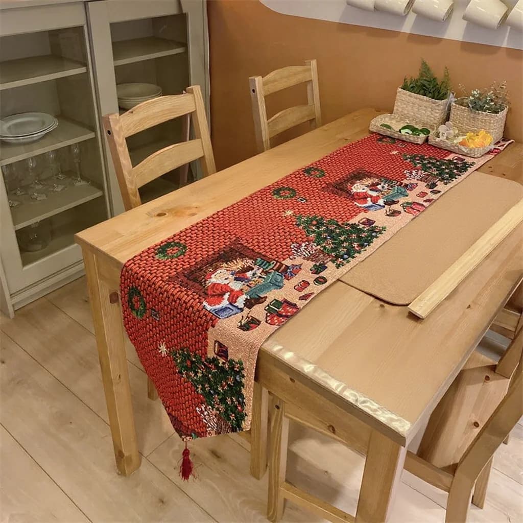 Kerst Tafelloper Katoenmix Decoratieve Doek voor Eetkamer