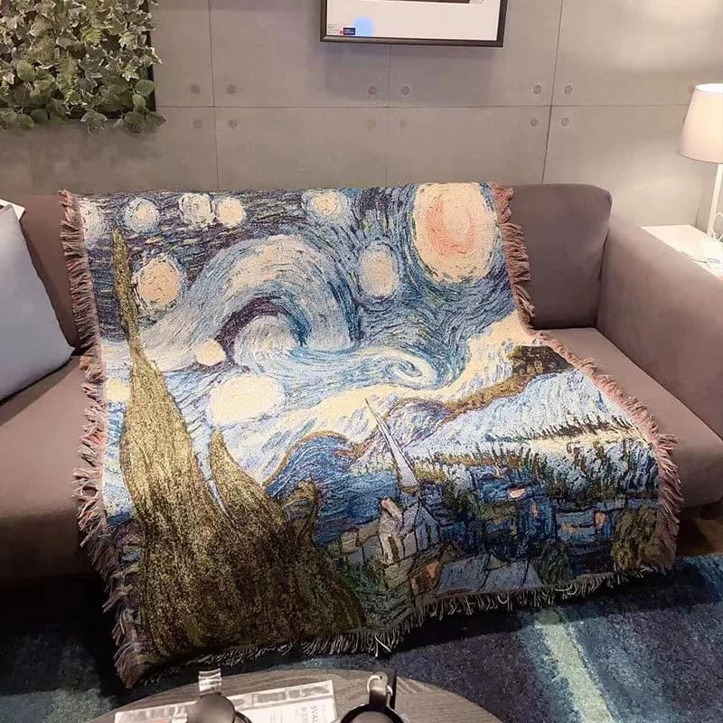 Van Gogh Sterrennacht Sofa Plaid Katoenmix Decoratieve Hoes