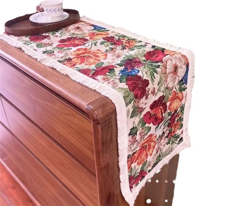 Landelijke Tafelloper Katoenmix Bloemenprint