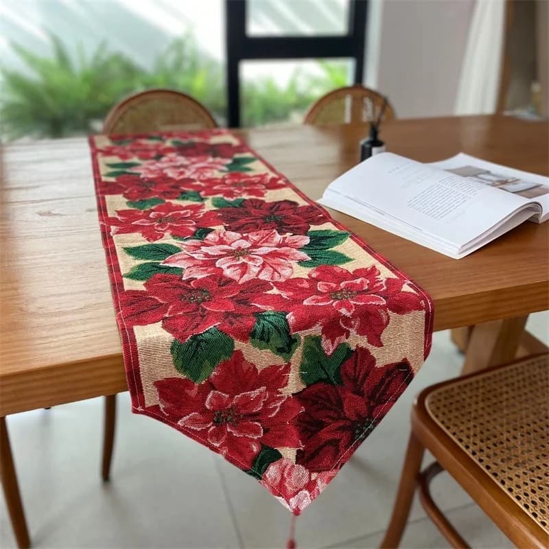 Kerstmis tafelloper rood feestelijke holiday decor voor eettafel