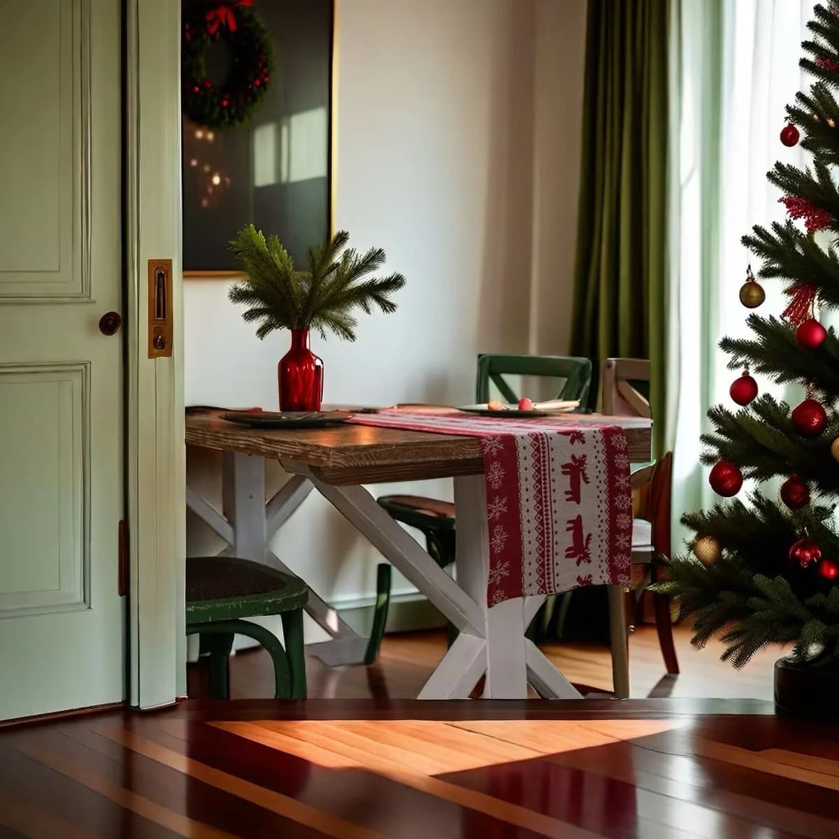 Nordic Elh Kerst Tafelloper Feestelijke Holiday Decoratie