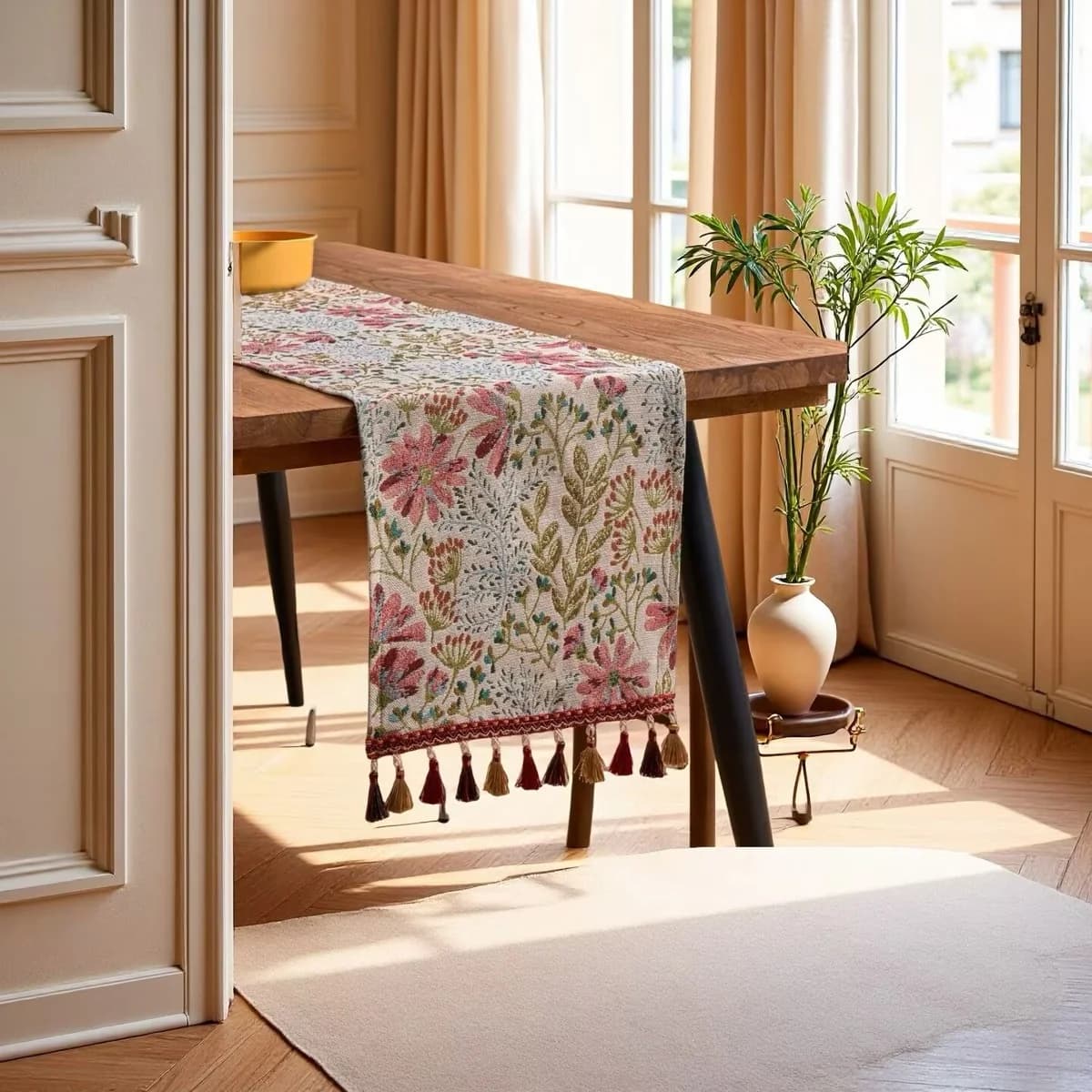 Amerikaanse Stijl Tafelloper met Kwasten voor Eetkamer en Woondecoratie