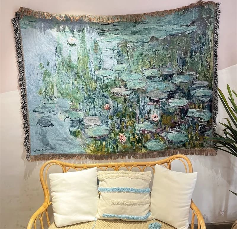 Vintage Kunstprint Sprei voor Sofadecoratie, 130x160cm