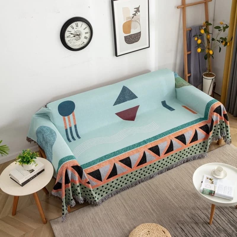 Sofaovergooi met geometrisch patroon