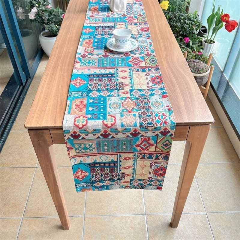 Bohemien Tafelloper Retro Bloemen Decoratieve Doek