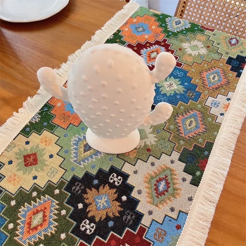 Bohemische Tafelloper Geometrisch Patroon Katoen-Polyester Mix