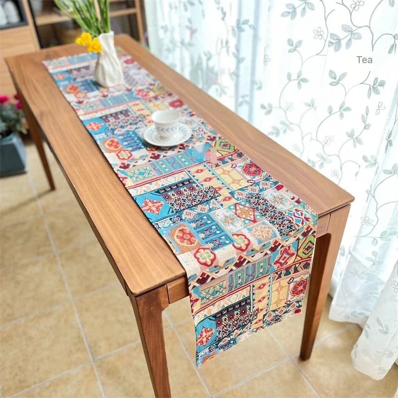 Bohemien Tafelloper Retro Bloemen Decoratieve Doek