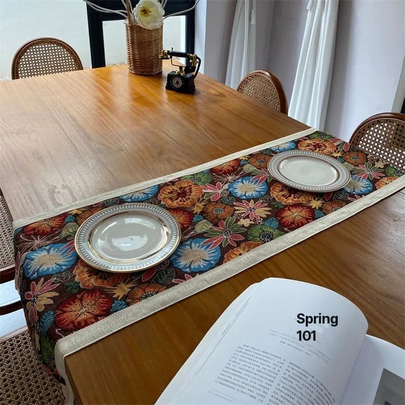 Bohemian Tafelloper Katoenmix Bloemenprint Decoratieve Doek