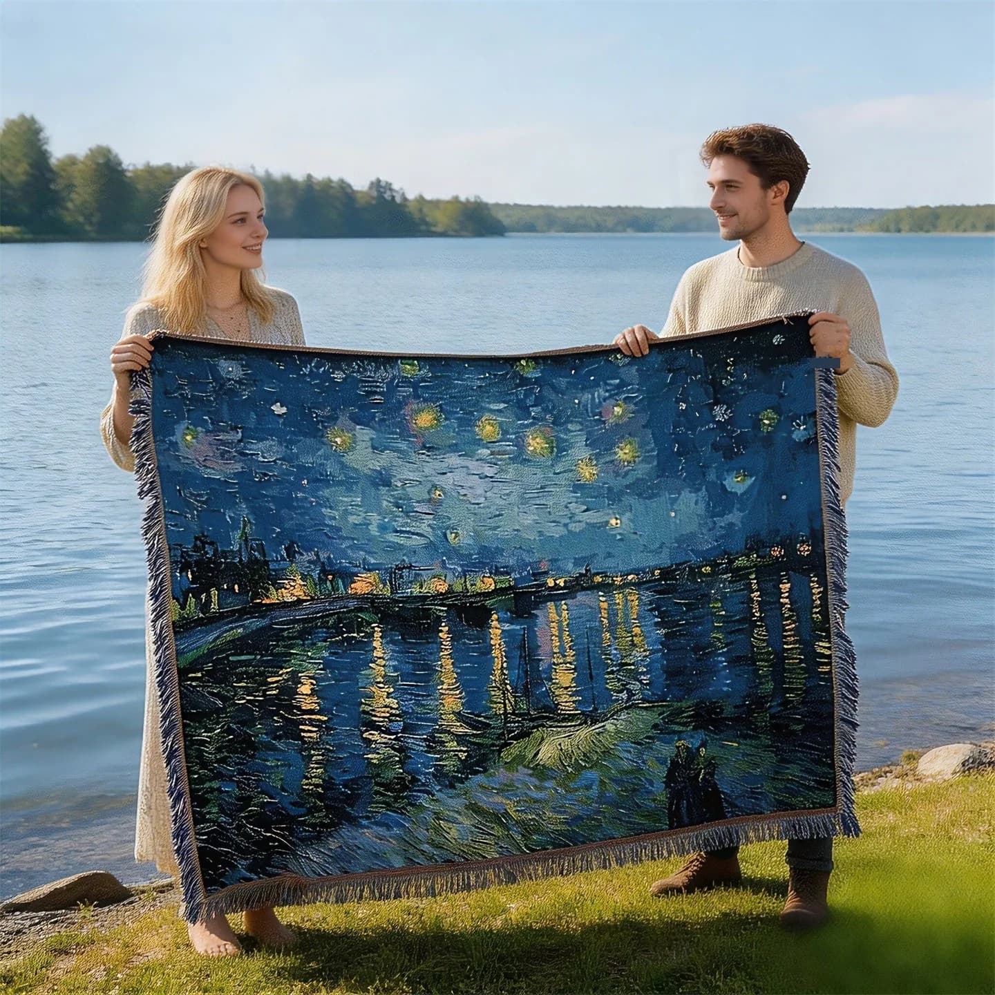 Van Gogh-stijl kunsttapijt deken voor bankdecoratie