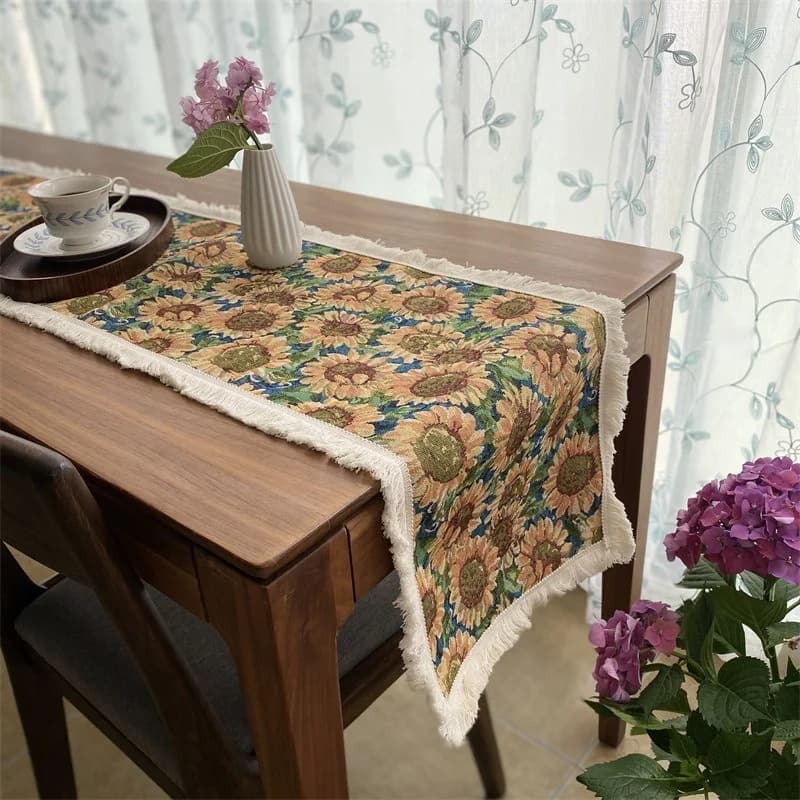 Amerikaans Landelijke Stijl Tafelloper Bloemen Print Katoenmix