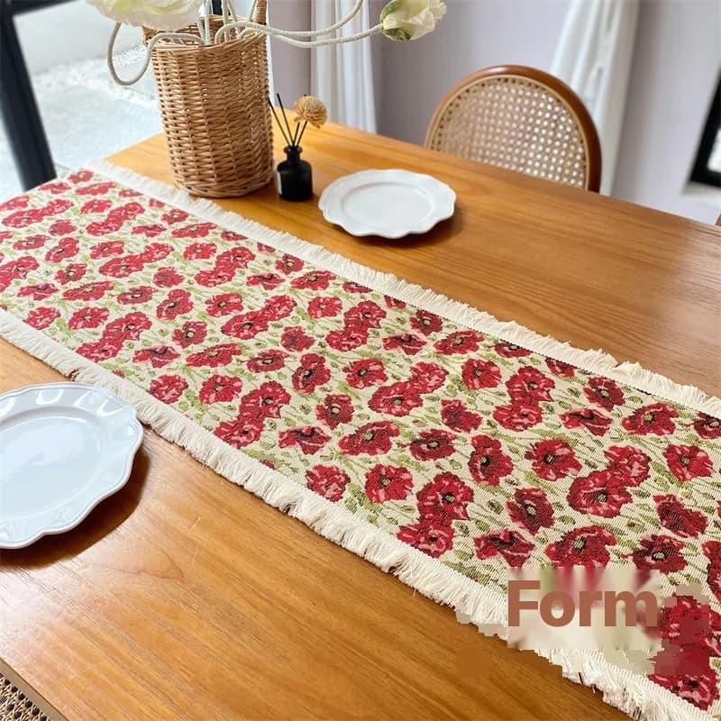 Bloemen Tafelloper Katoenmix Stof voor Eetkamer Decoratie