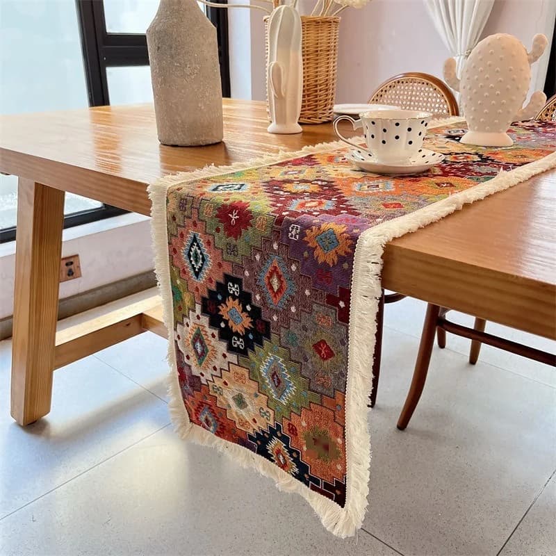 Bohemian Katoenmix Tafelloper voor Eetkamer en Woonkamer Decor
