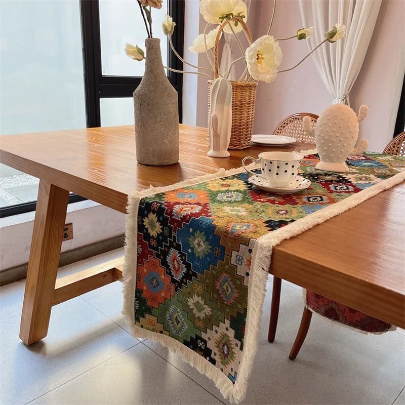 Bohemian Katoenmix Tafelloper voor Eetkamer en Woonkamer Decor