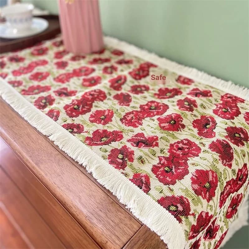 Landelijke Tafelloper Katoenmix Bloemenprint