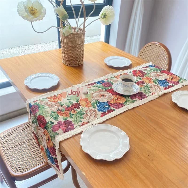 Bloemen Tafelloper Katoenmix Stof voor Eetkamer Decoratie
