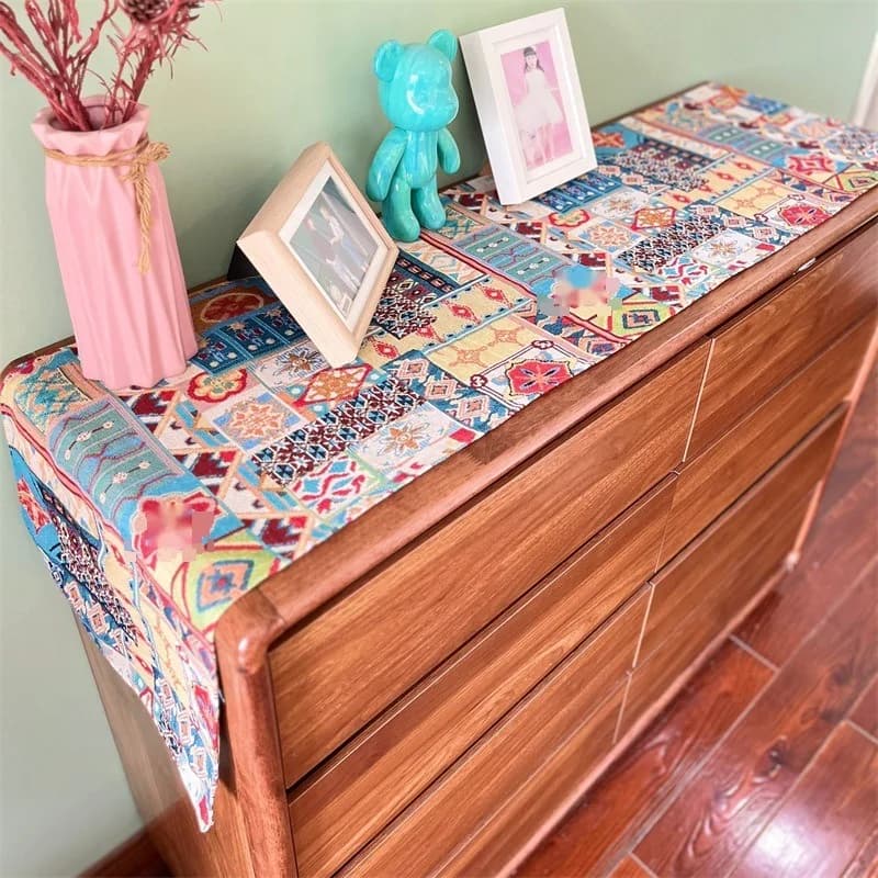 Bohemien Tafelloper Retro Bloemen Decoratieve Doek