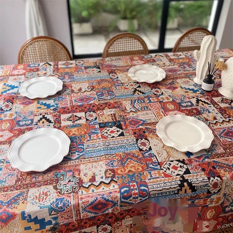 Retro Boheems jacquard tafelkleed geometrisch patroon