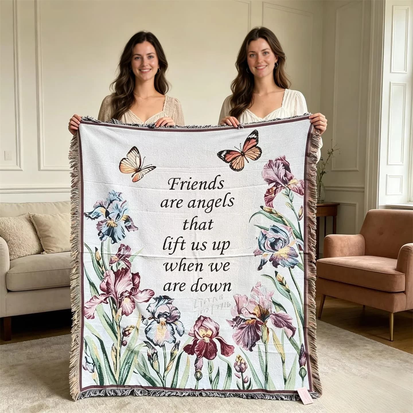 Decoratieve Woondekentje van Katoenmix voor Bank, Bloemen Wandtapijt