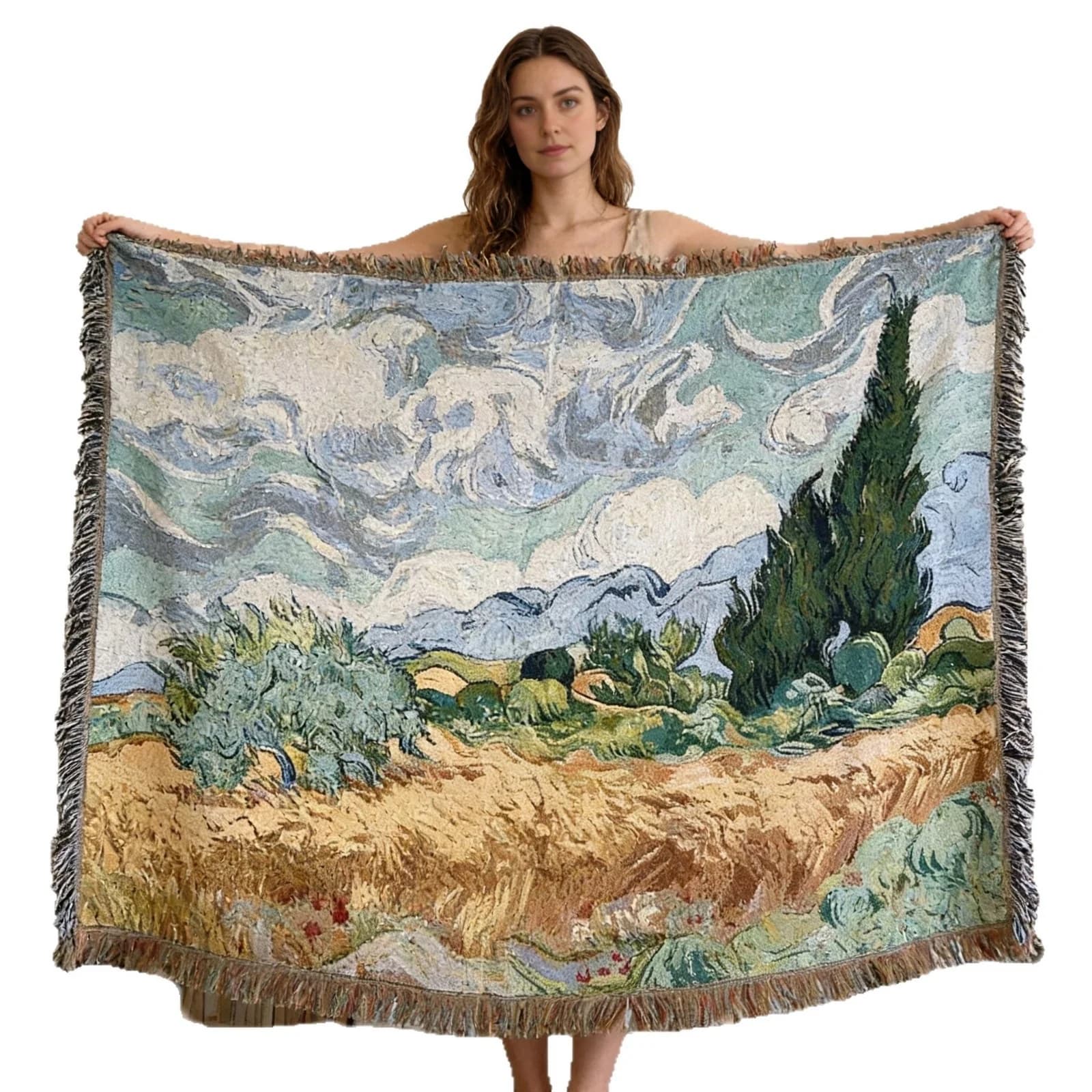 Van Gogh Stijl Geweven Tapisserie Woondeken voor Sofa Wanddecoratie