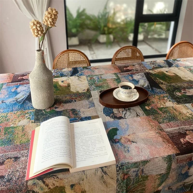 Rechthoekig tafelkleed van polyester-katoenmix voor eettafel, bureau en tuin