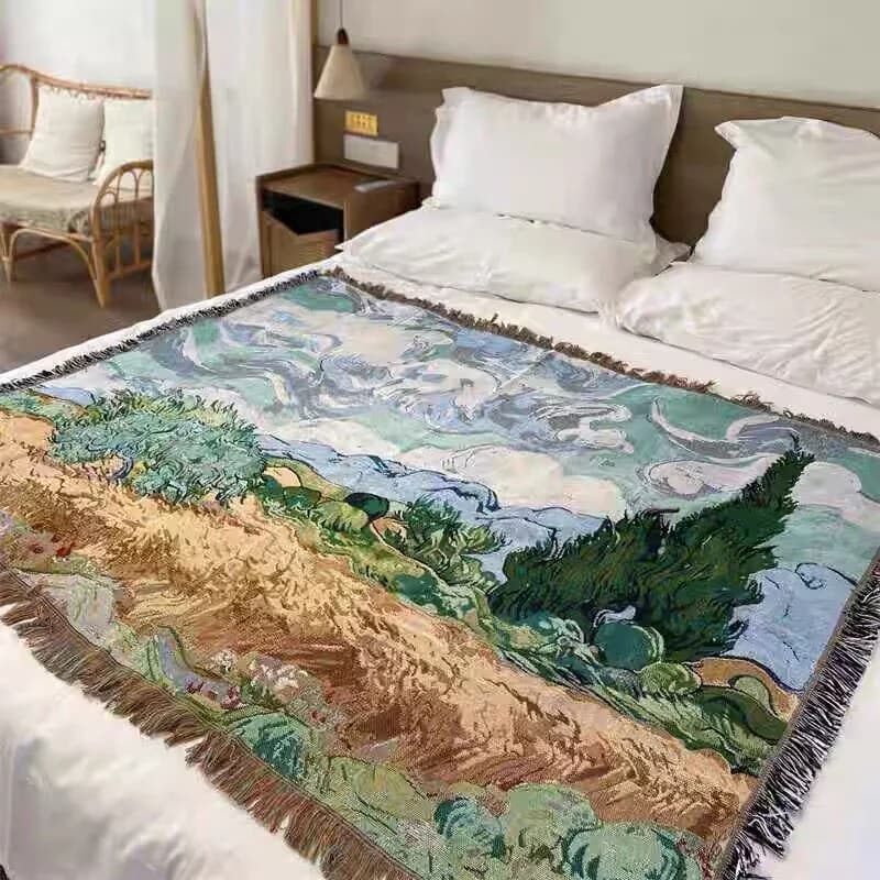Van Gogh Stijl Geweven Tapisserie Woondeken voor Sofa Wanddecoratie