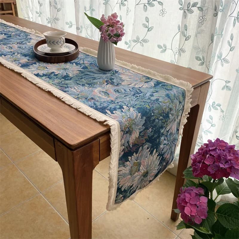 Bloemen Katoenmix Tafelloper voor Eetkamerdecoratie