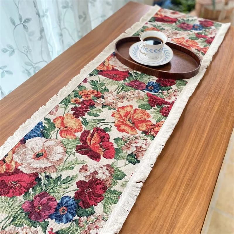 Katoen Linnen Mix Tafelloper Bloemenpatroon Huisdecoratie