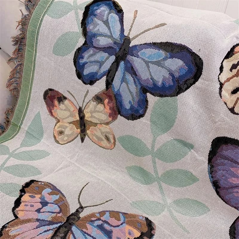 Katoenen vlinderdeken voor sofa, bed of picknick