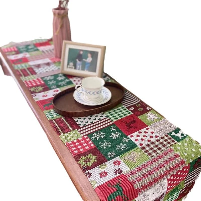 Kerst tafelloper katoen linnen mix feestelijke decor voor sideboard