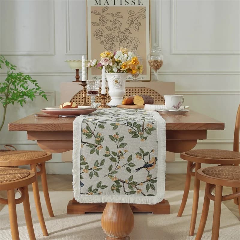Bloemen Tafelloper Katoen-Linnen Mix Decor voor Eettafel Bureau