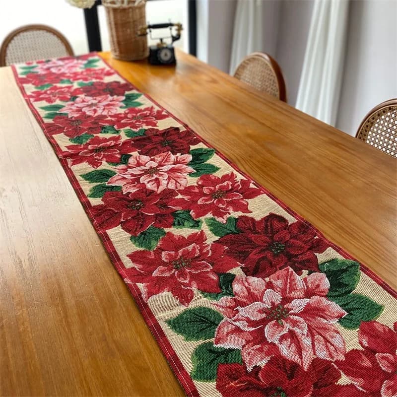 Kerstmis tafelloper rood feestelijke holiday decor voor eettafel