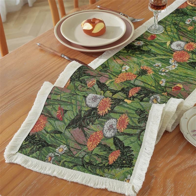 Bohemian Tafelloper Katoenmix Bloemenprint Decoratieve Doek