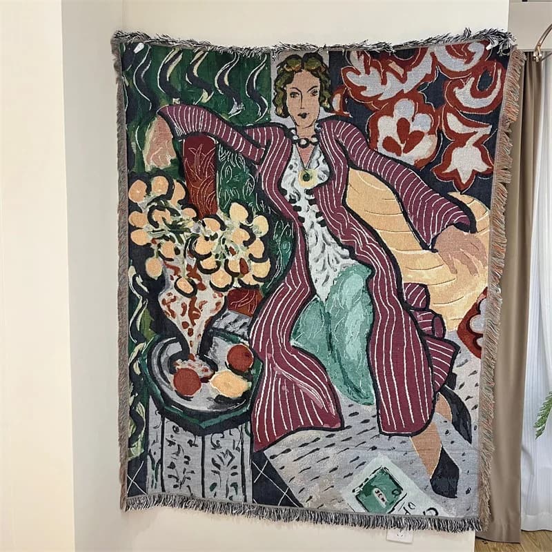 Matisse-stijl wandtapijt katoenmix